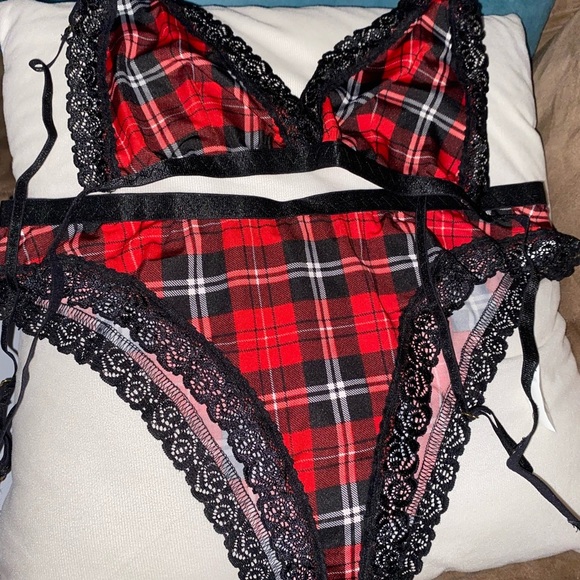 🎉❌❌SOLD❌❌SOLD❌❌🎉 NWOT 🌺Plaid Lace Trim Lingerie Set🌺 - Picture 5 of 5